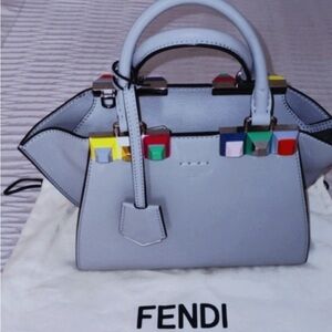 Fendi Gray Handbag with Colorful Accents